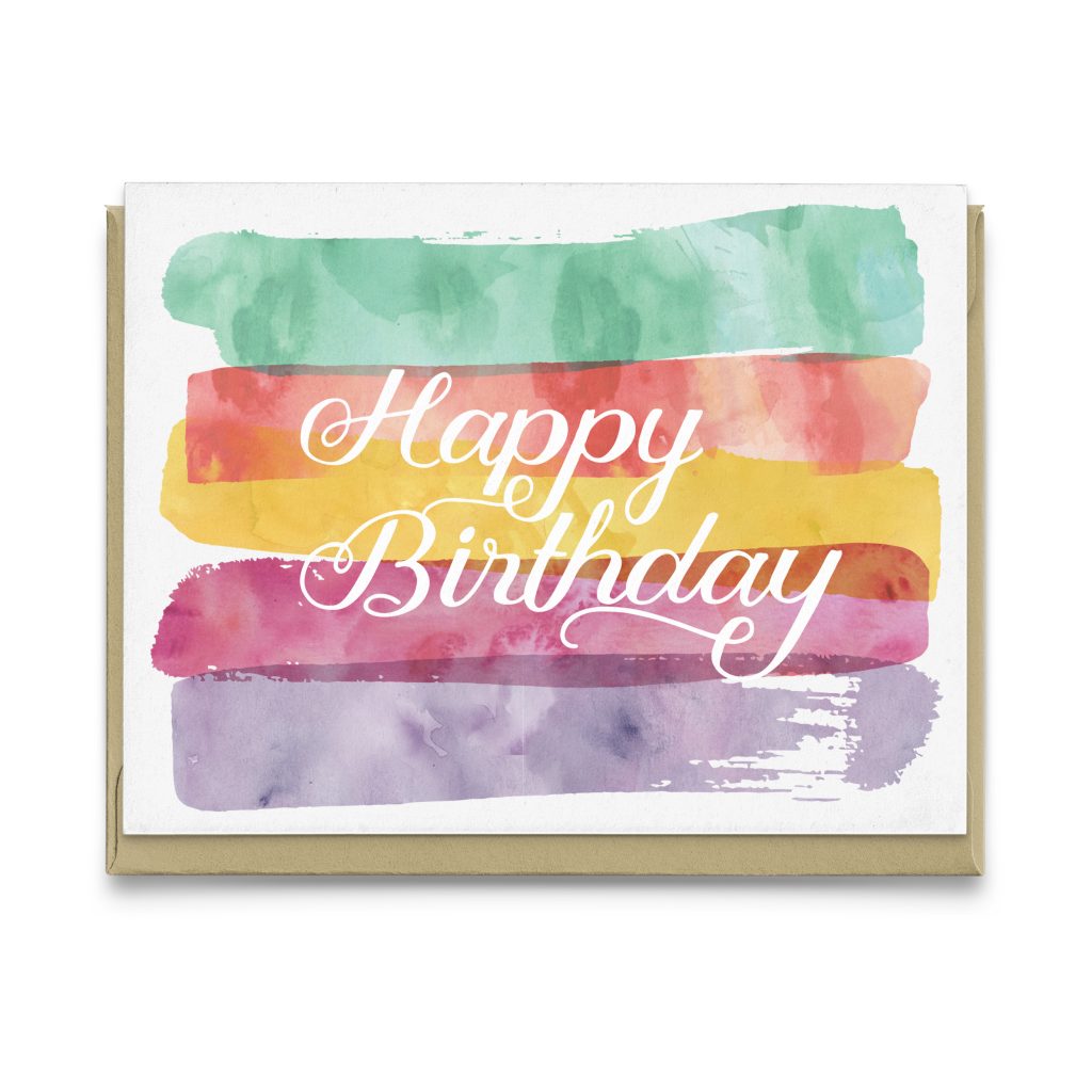 Happy Birthday Watercolour Greeting Card – Fox & Fancy