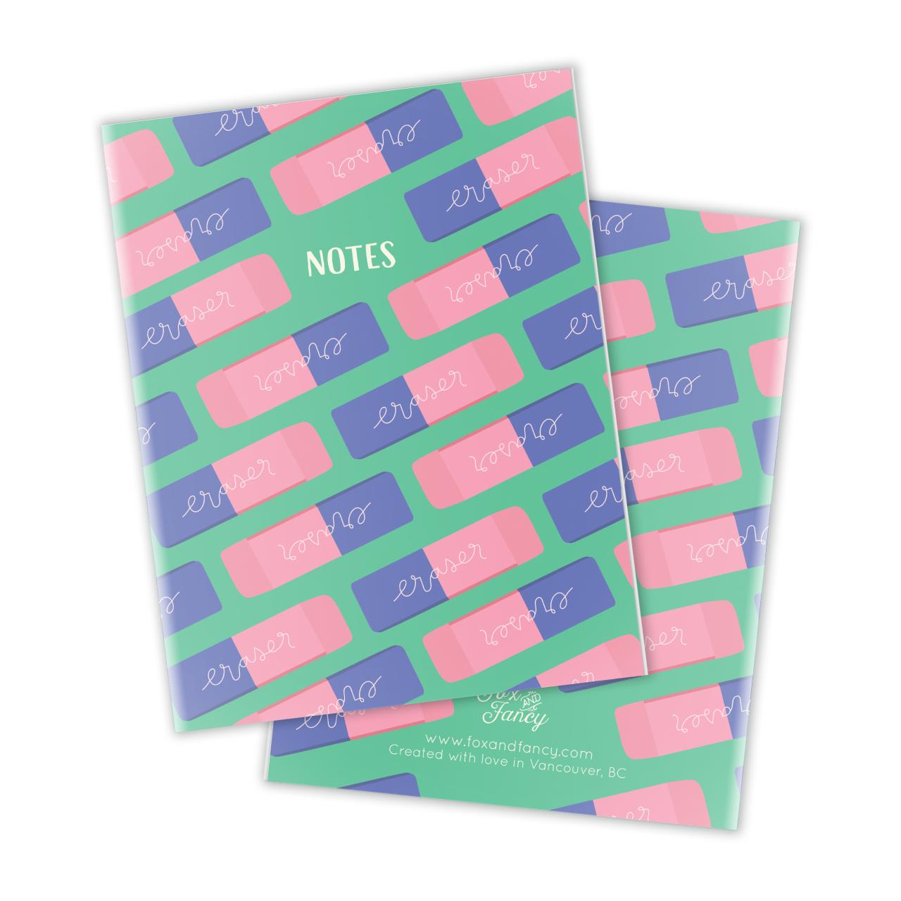 Notebook Eraser Erasers and Rulers Notebook Set – Fox & Fancy